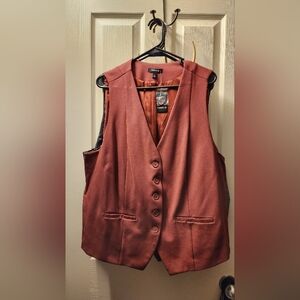 Torrid Studio Tailored Ponte Fitted Burgundy Button-up Vest Size 3